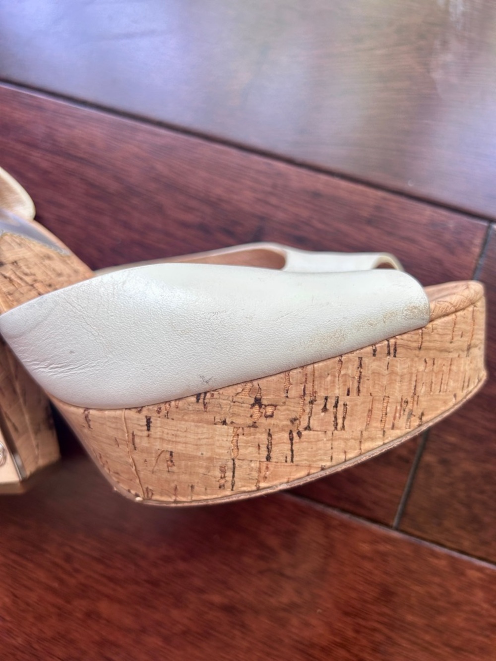 MICHAEL Michael Kors Cream Cork Heeled Sandals - Picture 10 of 13